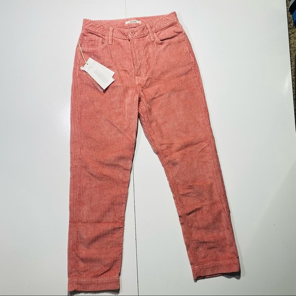 GRLFRND Helena Cotton Straight Leg Corduroy Pink Pants In Last Rose NWT Size 27 - Picture 7 of 15